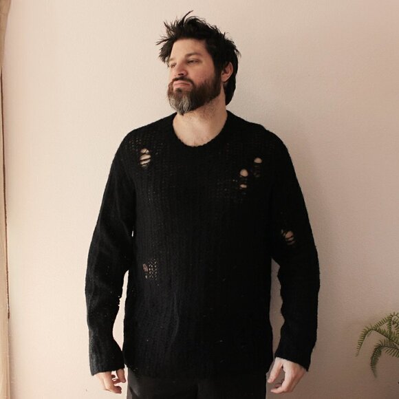 All Saints Other - All Saints Breaker Crew Sweater Black Alpaca Blend Men's XXL NWT